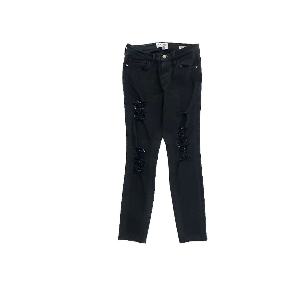 Frame Le Skinny De Jeanne Distressed Women's size 25 Black Denim jeans